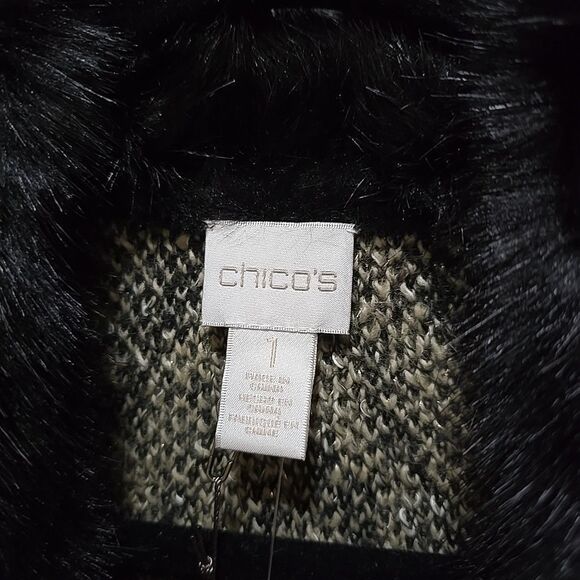 Faux Fur Duster Cardigan Sweater Chicos1 SzM Y2K 90s SOFT Boho Chic Pennylane - Picture 4 of 11